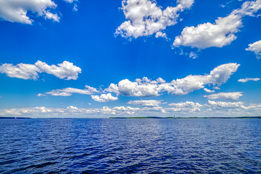 panoramic view of a beautiful lake on a summer day