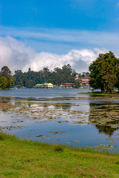 Looking across the lake at the South Indian Hill resort of Kodaikannal.  Developed by the British during the Colonial era, and Situated at about 7500 feet above sea level on the Palani Hills, it is a popular summer resort with many Indians today.  It is in the Indian State of Tamil Nadu