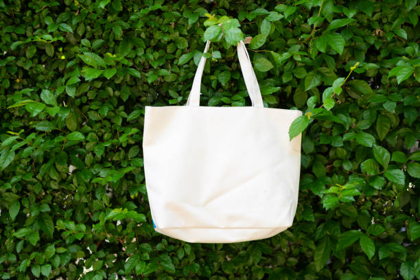 istock Bag canvas fabric for mockup blank template 1255370503