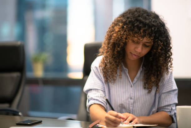 istock Black woman alone at work in the office 1255370912