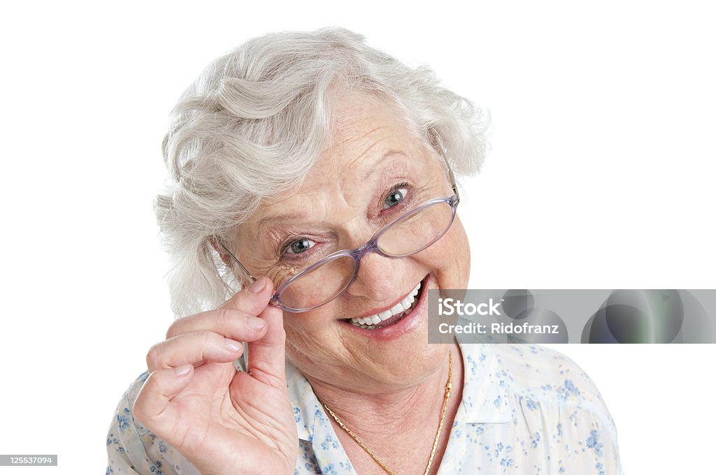 Satisfait femme senior avec lunettes de vue - Photo de Octogénaire et plus libre de droits