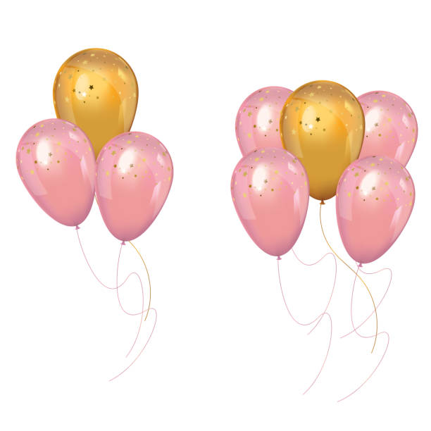 istock A bunch of realistic pink and gold balloons 1255371312