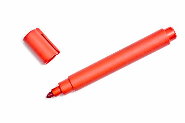 Red highlighter Red highlighter on white background felt tip pen stock pictures, royalty-free photos & images