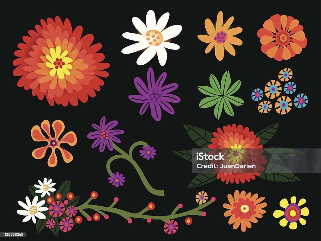 Conjunto de flores - Vetor de Amarelo royalty-free