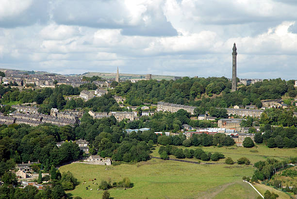 Halifax landmark Wainhouse tower Halifax landmark Wainhouse tower as seen from the village of Norland west yorkshire stock pictures, royalty-free photos & images