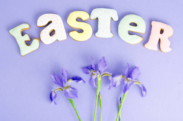 istock Easter composition, homemade cookies on bright background. 1255385759