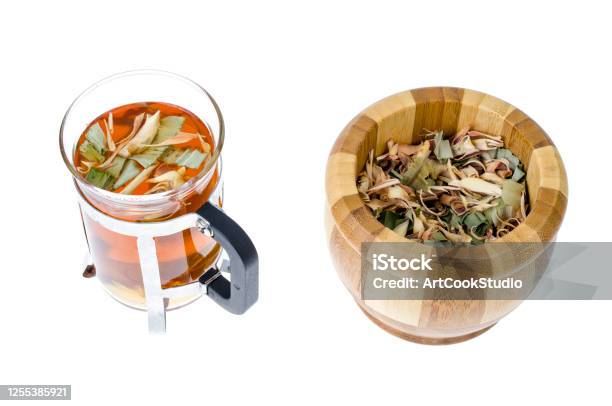 Glass With Herbal Tea From Dried Plants Alternative Medicine Stock Photo - Download Image Now