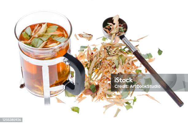 Glass With Herbal Tea From Dried Plants Alternative Medicine Stock Photo - Download Image Now