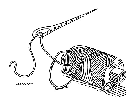 Sewing Needle And Thread Drawing