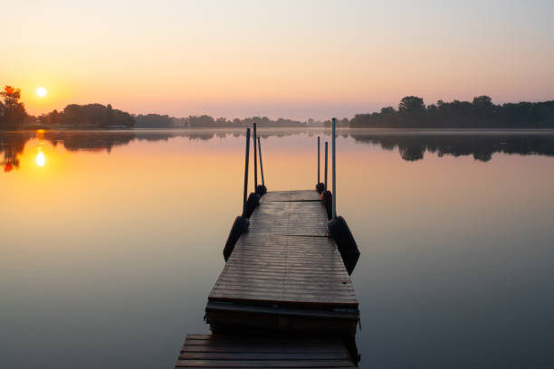 istock Lake sunrise with boat dock-Howard County Indiana 1255387433