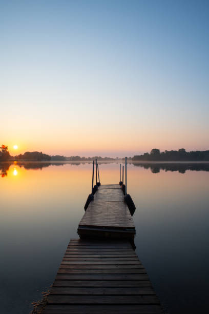 istock Lake sunrise with boat dock-Howard County Indiana 1255387527