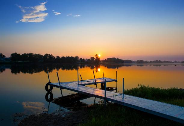 istock Lake Sunrise-with boat dock-Howard County Indiana 1255387536