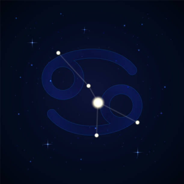 istock Cancer, the crab. Constellation and zodiac sign on the starry night sky 1255390025