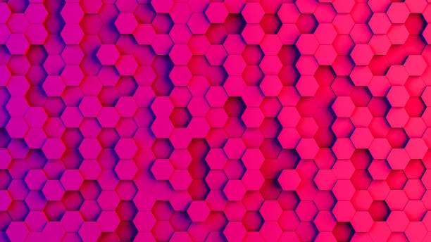 istock Abstract 3D Hexagon Blocks Background with Neon Lights 1255391689