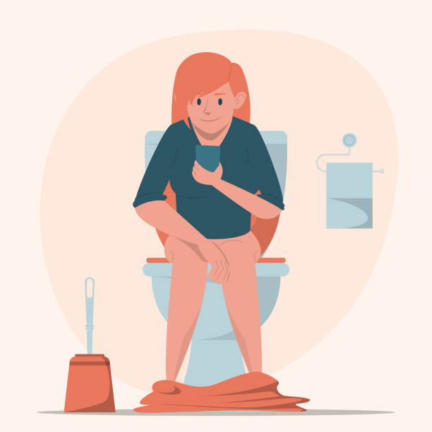 Woman Sitting On Toilet With Mobile Phone Stock Illustration - Download  Image Now - Toilet, Sitting, One Woman Only - iStock