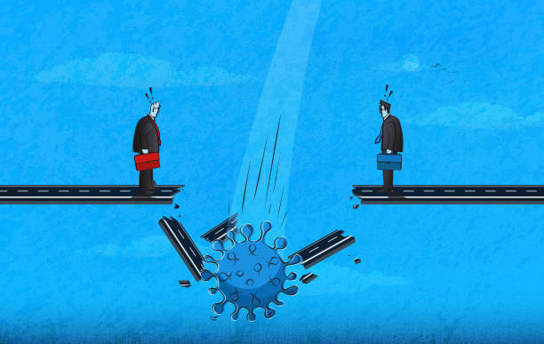 ilustrações de stock, clip art, desenhos animados e ícones de coronavirus effects on business life - connection merger road togetherness