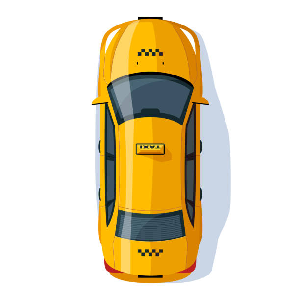 ilustrações de stock, clip art, desenhos animados e ícones de taxi service semi flat rgb color vector illustration - vista aérea de carro recorte