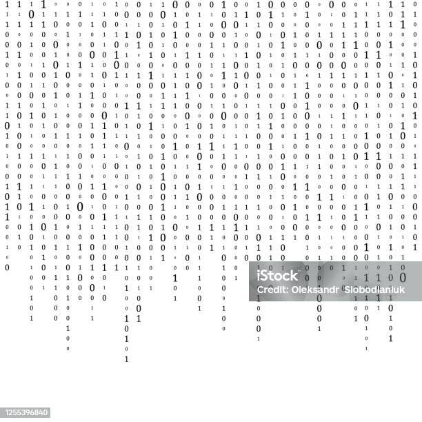 Binary Code Background Vector Black And White Background With Digits On ...