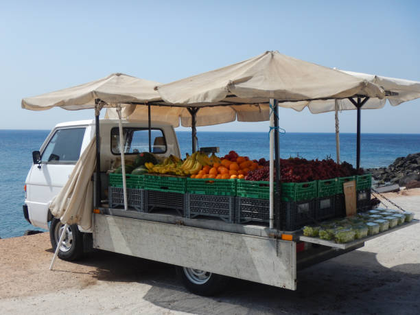 istock Mobile grocery store by the seaside on Santorini Island 1255396877