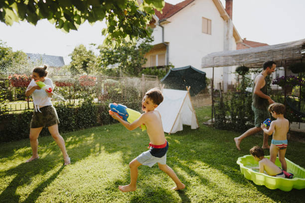 istock Water battle in our yard 1255397449