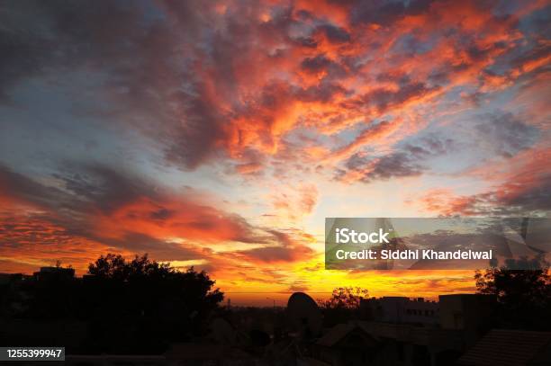 Sunrise In Jalgaon Stock Photo - Download Image Now - Beauty In Nature, Cloud - Sky, Dawn