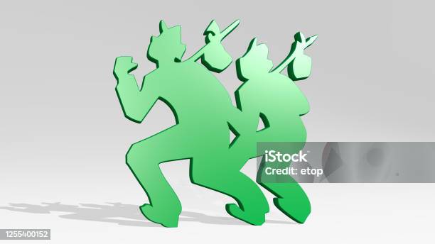 Travellers Walking Together Stand With Shadow 3d Illustration Of Metallic Sculpture Over A White Background With Mild Texture Editorial And Airport Stock Photo - Download Image Now
