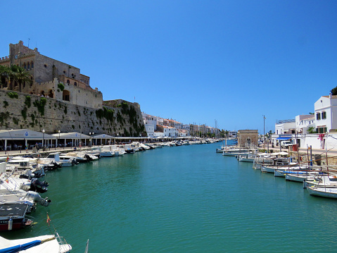 Ciutadella harbour landscape on the Spanish island of Minorca