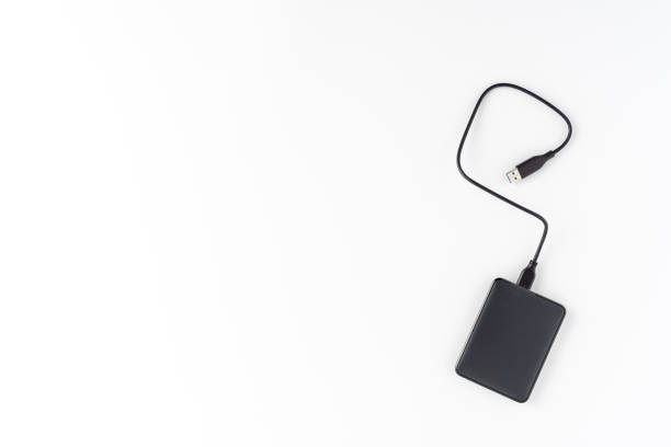 istock Portable hard drive isolated on white background with copyspace 1255401481