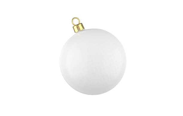 istock White Christmas ball mockup template on isolated white background, 3d illustration 1255402175
