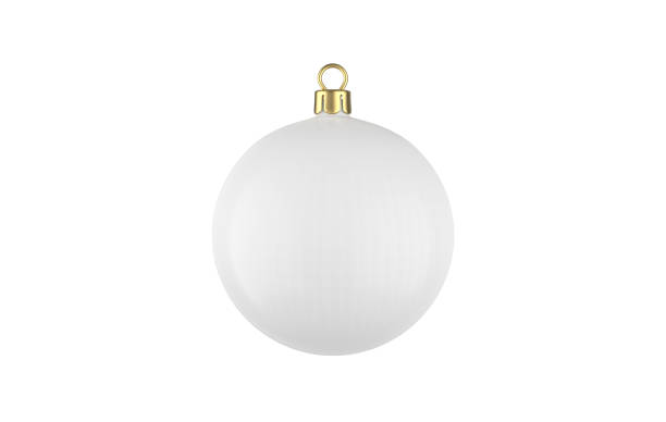 istock White Christmas ball mockup template on isolated white background, 3d illustration 1255402176