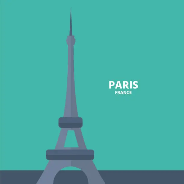 Vector illustration of Paris France colored illustration, Paris architecture, Eiffel tower