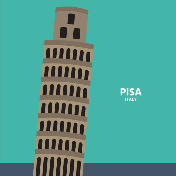 피사 이탈리아 컬러 일러스트레이션, 리닝 타워 피사 - cityscape pisa italy leaning tower of pisa stock illustrations