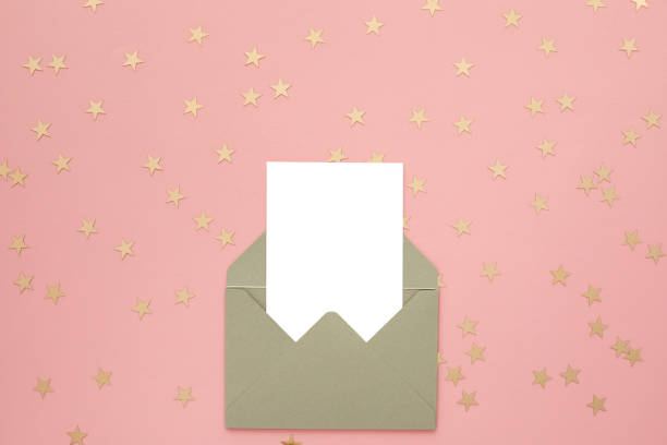 istock white blank card in envelope . Holiday mockup. 1255404303