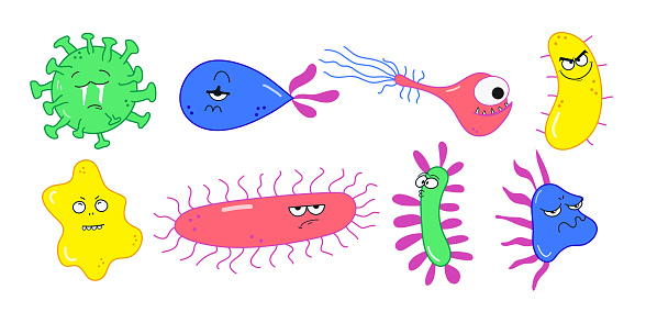 Ilustración de Dibujos Animados Lindos Microbios Ilustración Vectorial Conjunto De Bacterias Y Virus Personajes Divertidos y más Vectores Libres de Derechos de Asistencia sanitaria y medicina - iStock Ilustración de Dibujos Animados Lindos Microbios Ilustración Vectorial Conjunto De Bacterias Y Virus Personajes Divertidos y más Vectores Libres de Derechos de Asistencia sanitaria y medicina - iStock