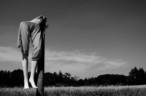 A scarecrow mannequin that tells the thousand situations of all the women who have been broken in half by life.