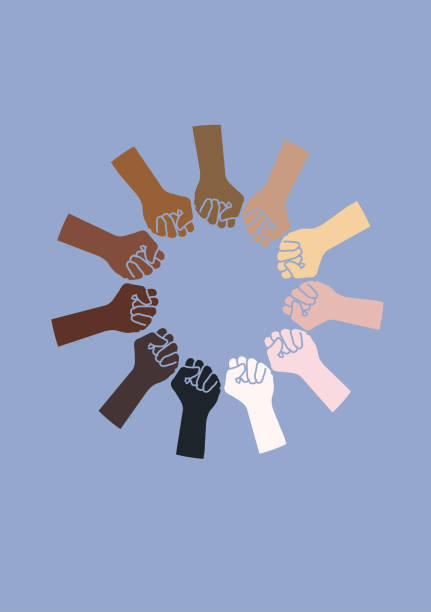 Skin tone hands. Multi ethnic world Life matters. The human world has different skin tones. Inclusion and equality. racial equality stock illustrations