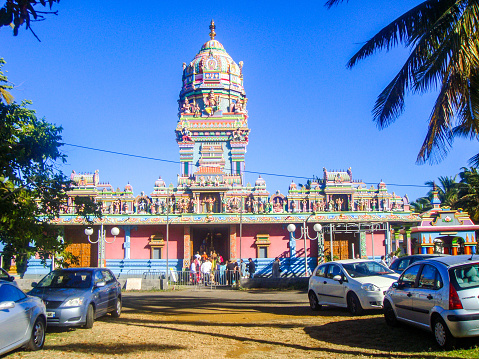 In August 2012, people were parking their car in front of Tamil Temple in Saint-Pierre, La Reunion Island.
