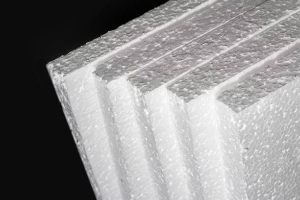 istock Styrofoam. Sheets of Factory manufacturing. 1255413181