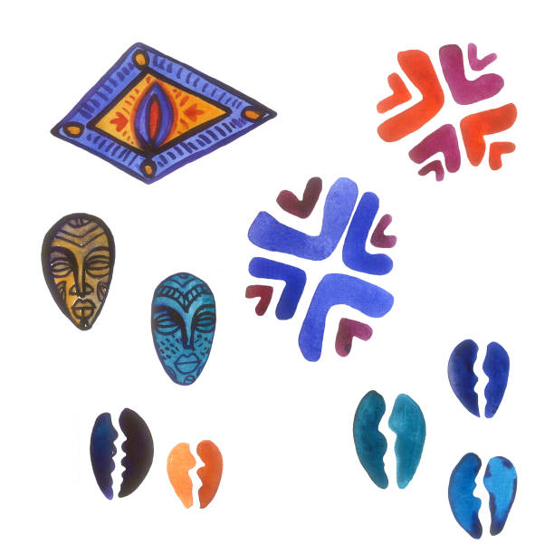istock Small set of african traditional ornamental elements. Isolated elements on white background. 1255415822