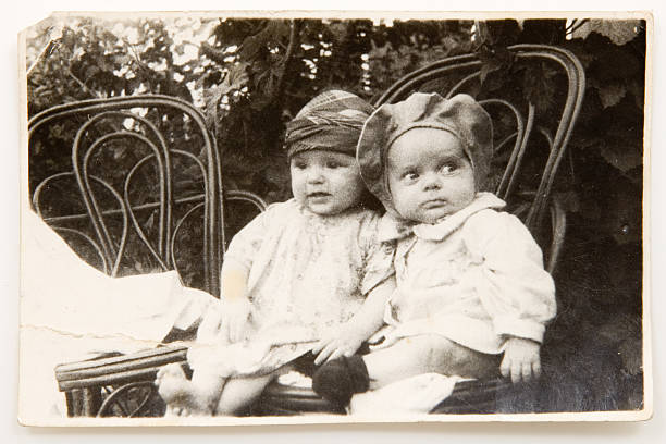 istock Black and white old photograph of babies 125541731