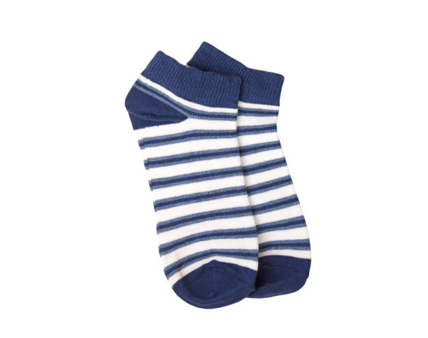 istock Pair of striped socks isolated on white background 1255417623