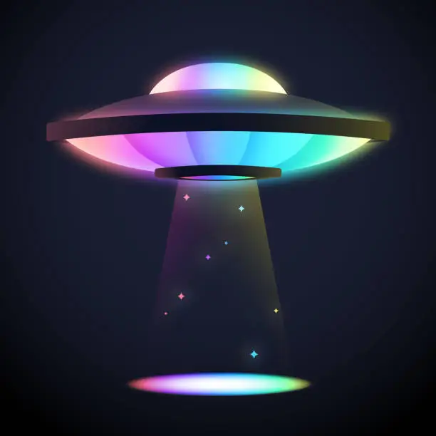 Vector illustration of Rainbow UFO Light Beam