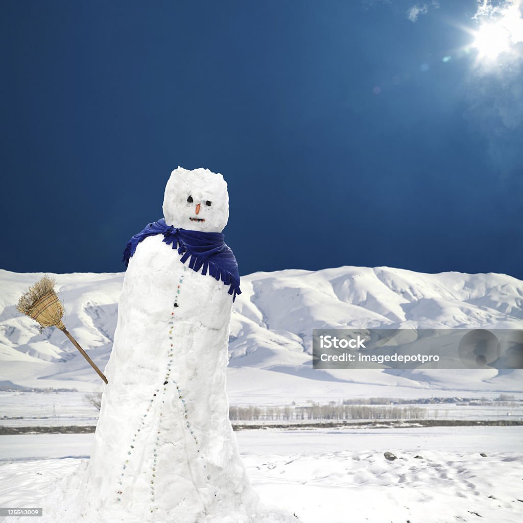 Fusión muñeco de nieve bajo el sol - Foto de stock de Muñeco de nieve libre de derechos