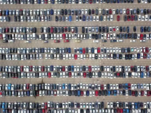 Photo of aerial view of car park waiting for sale