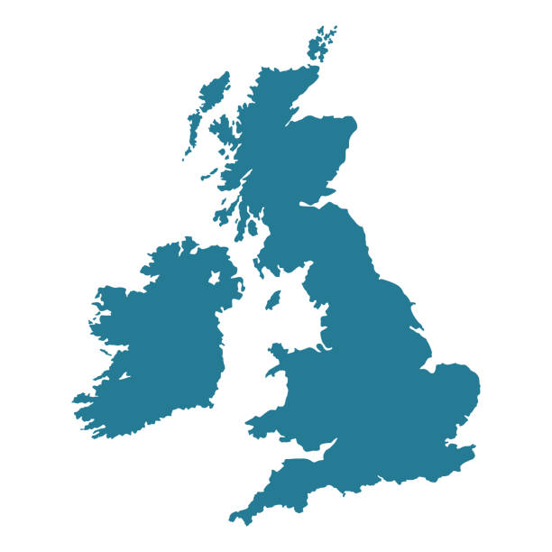 United Kingdom map shape. United Kingdom map shape. UK silhouette vector illustration isolated on white. map stock illustrations