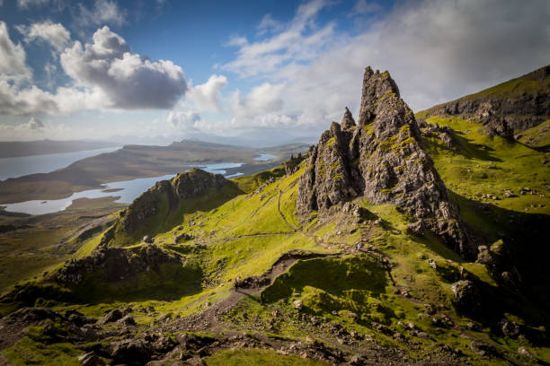 View from the foot of the Old Man of Storr. Isle of Skye, Scotland, UK stock photo