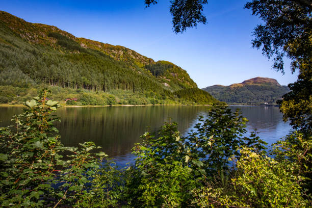 Scottish loch with mountains stock photo