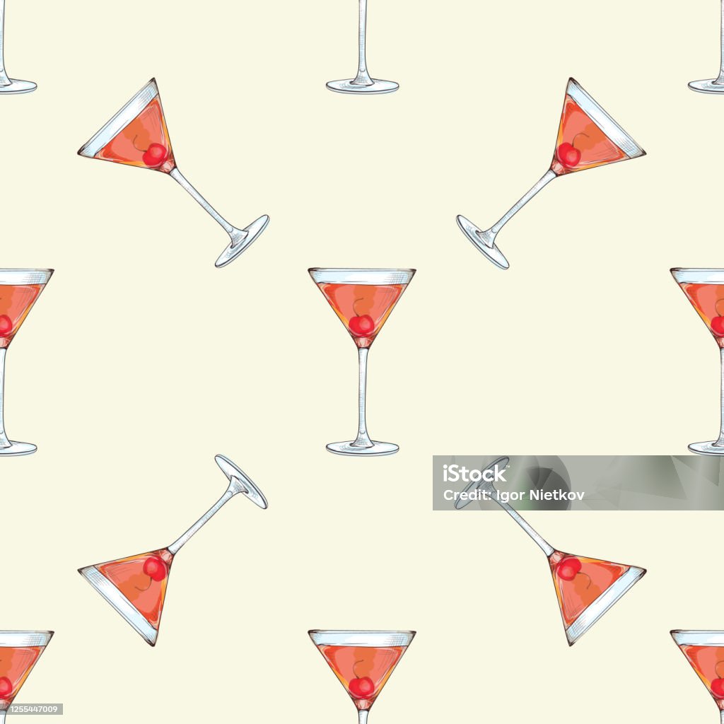 Cocktail Glass Repeat Pattern Cocktail Pattern Stock Illustration - Download Image Now - Beer ...