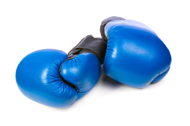 gants bleus de boxe - boxing glove battle business fighting photos et images de collection