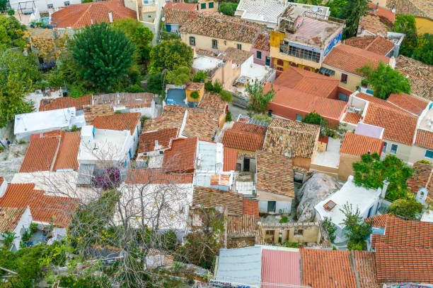 istock Panoramic view of anafiotika neighborhood 1255453077
